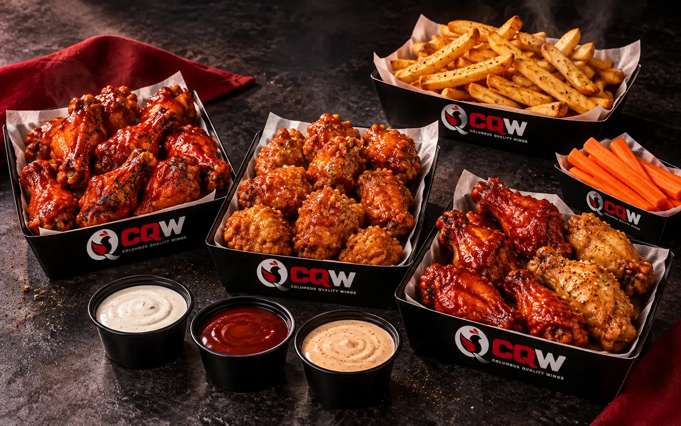 30-piece fan pack with fries and dips