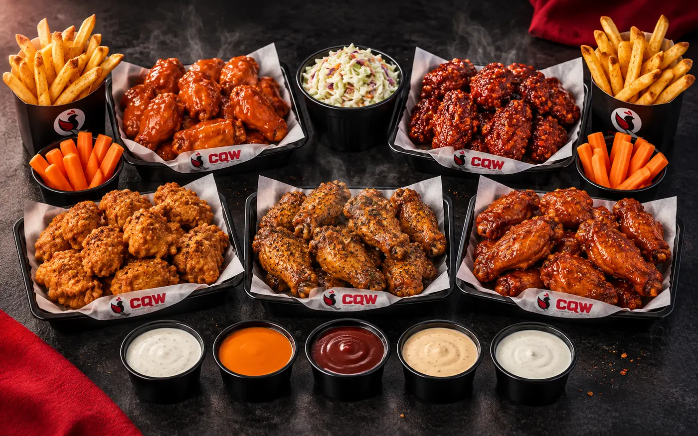 50-piece fan pack with fries and dips